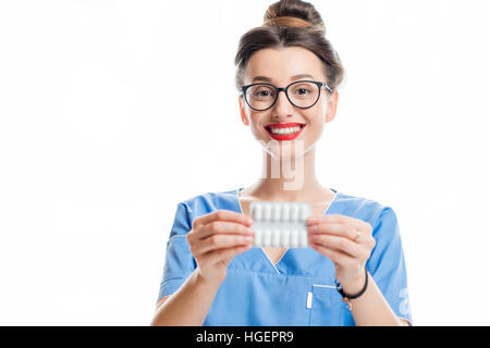 Female doctor with pills Stock Photo