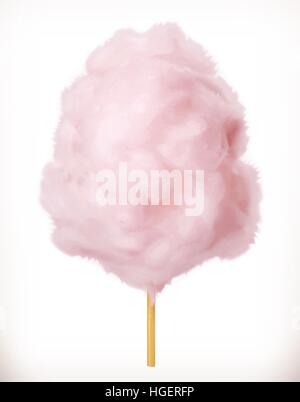 Cotton candy. Sugar clouds. 3d vector icon. Realistic illustration Stock Vector
