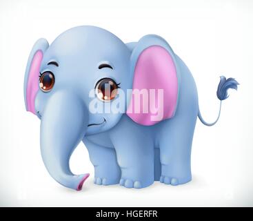 Cute baby elephant cartoon character. Funny animals 3d vector icon Stock Vector