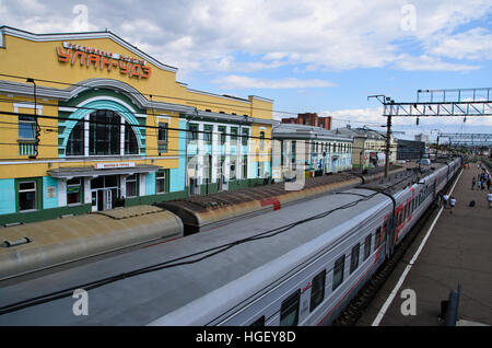 A train station in Siberia on Trans-Siberia route Stock Photo