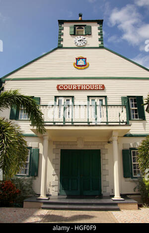 Historic Court house builiding of Philipsburg in the town center, St Maarten, Caribbean. Stock Photo