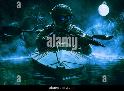 special forces operators with night vision goggles Stock Photo