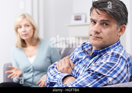 Mature Couple Having Argument At Home Stock Photo