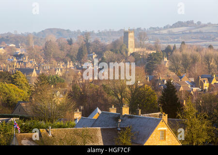 view of market town Chipping Campden and the parish church St James,Cotswolds,Gloucestershire, England Stock Photo