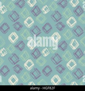 Hand drawn vector seamless pattern. Grunge abstract background. Repeating green geometric texture. Vector illustration. Stock Vector