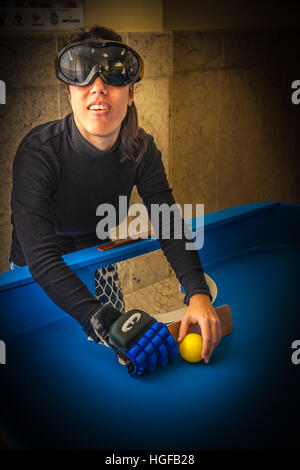 Blind people playing showdown game. Stock Photo