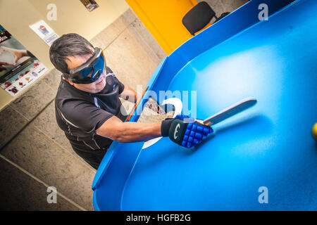 Blind people playing showdown game. Stock Photo