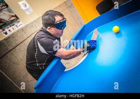 Blind people playing showdown game. Stock Photo