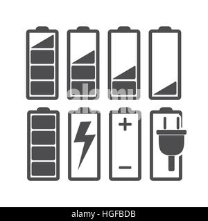Set of battery level indicators. Vector illustration. Stock Vector
