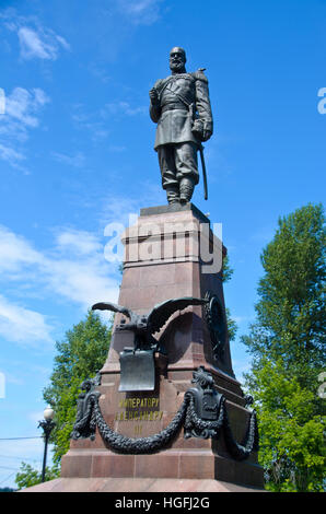 Monument to Alexander III near Angara River in Irkutsk Stock Photo