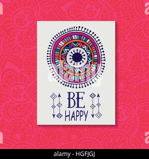 hand drawn vector illustration Boho circular element . Stock Vector