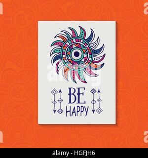 hand drawn vector illustration Boho circular element . Stock Vector