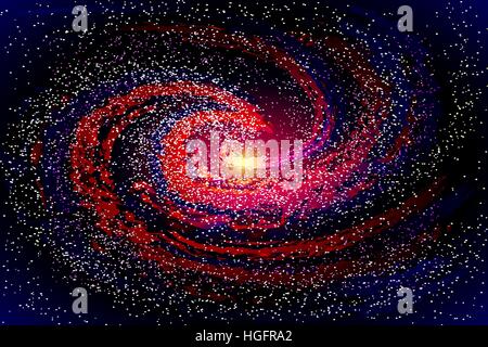 Image of galaxies, nebulae, cosmos, and effect tunnel spiral galaxy background vector illustration Stock Vector