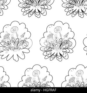 Seamless floral background, contours Stock Vector