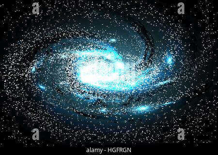 Image of galaxies, nebulae, cosmos, and effect tunnel spiral galaxy background vector illustration Stock Vector