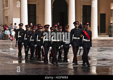 VALLETTA, MALTA - APRIL 13: Changing of the guards ceremony in the forecourt of the Presidential Palace in St. Georges Square, Valletta, Malta on Apri