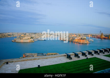 Sunset look from Valletta towards the three cities, Malta Stock Photo