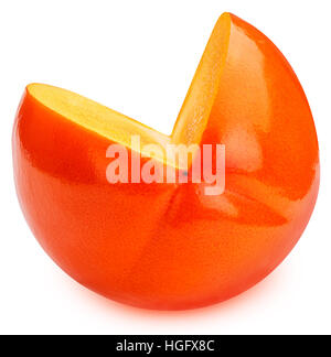 Persimmon cut slice bite isolated on white background clipping path Stock Photo
