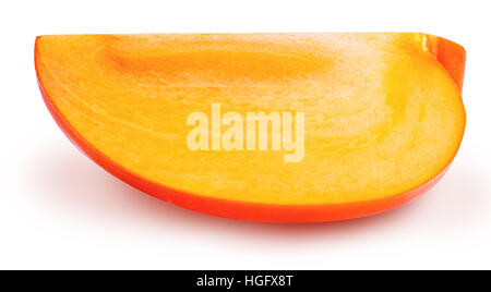 Persimmon cut slice isolated on white background clipping path Stock Photo