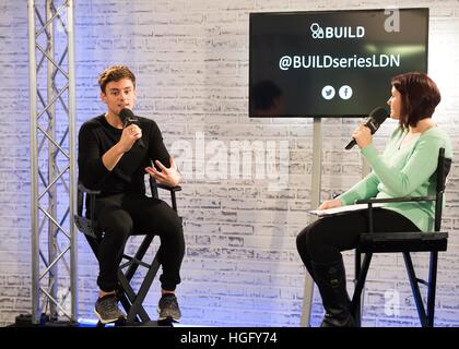 Tom Daley speaking at an AOL BUILD series event at AOL's Capper Street in London. Stock Photo