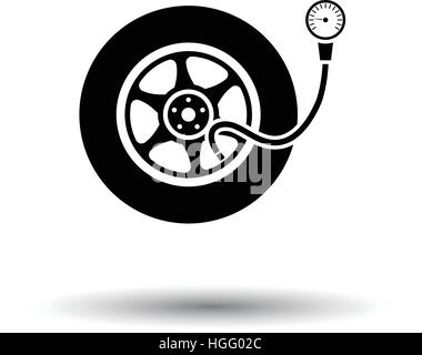 Tire pressure gage icon. White background with shadow design. Vector illustration. Stock Vector