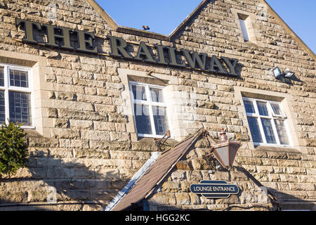 The Railway english public house bar in the lancashire village of Ramsbottom,England Stock Photo