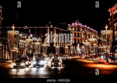 Main street of Moscow - Tverskaya street Stock Photo
