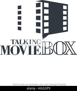 Vector logo template. Movie box with filmstrip. Minimal design. Stock Vector