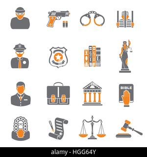 Crime and Punishment two color Icons Stock Vector
