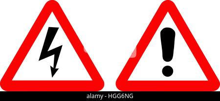 Vector high voltage and warning signs. Stock Vector