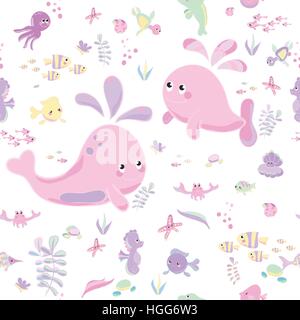 Sea Pattern modern style delicate color. Stock Vector
