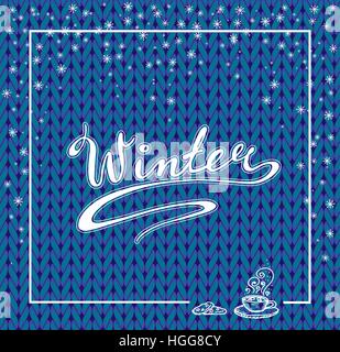 Winter lettering. Hand drawn. Snow and hot chocolate. Vector Stock Vector