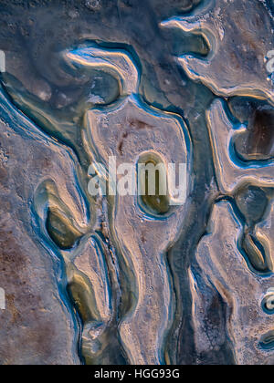 Patterns in the sands seen from above, Eyjafjordur, Iceland. Drone photography. Stock Photo