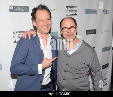 Johnny Sneed and Ross Mackenzie arrives at the premiere of Gravitas Ventures' 'Hickey' at Arena Cinelounge in Hollywood, California on January 6, 2017. Stock Photo