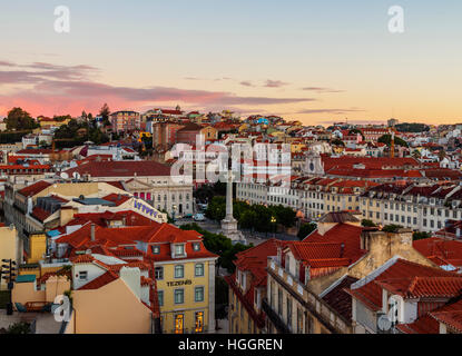 Portugal, Lisbon, View towards the Pedro IV Square. Stock Photo