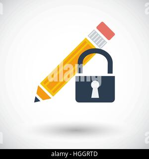 Lock for editing. Single flat icon on white background. Vector illustration. Stock Vector