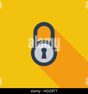 Lock icon. Flat vector related icon with long shadow for web and mobile applications. It can be used as - logo, pictogram, icon, infographic element.  Stock Vector
