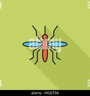 Mosquito icon. Flat vector related icon with long shadow for web and mobile applications. It can be used as - logo, pictogram, icon, infographic eleme Stock Vector