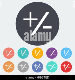 Plus minus. Single flat icon on the circle. Vector illustration. Stock Vector