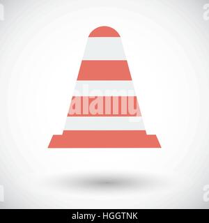 Road Cone. Single flat icon on white background. Vector illustration. Stock Vector