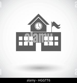 Vector black and white school building isolated on white background ...