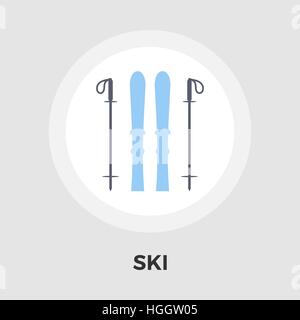 Ski icon vector. Flat icon isolated on the white background. Editable EPS file. Vector illustration. Stock Vector