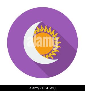 Solar eclipse. Single flat color icon. Vector illustration. Stock Vector