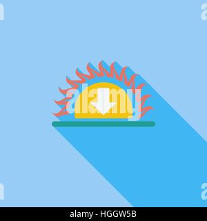 Sunset icon. Flat vector related icon with long shadow for web and mobile applications. It can be used as - logo, pictogram, icon, infographic element Stock Vector
