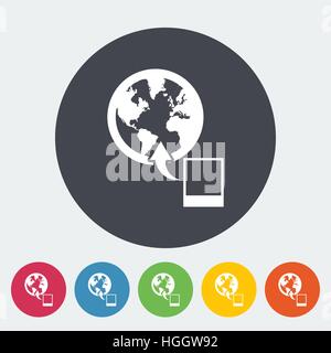 Upload. Single flat icon on the circle. Vector illustration. Stock Vector