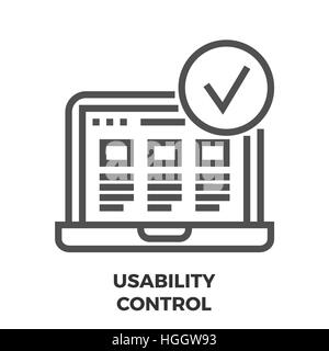 Usability Control Thin Line Vector Icon Isolated on the White Background. Stock Vector