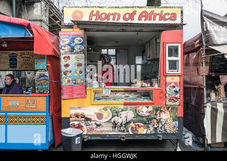 Portland, Oregon, USA has a variety of food carts all over the city. Stock Photo