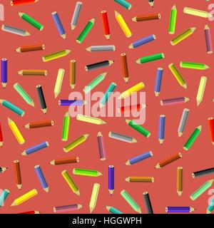 Colorful Pencils Seamless Pattern Stock Vector
