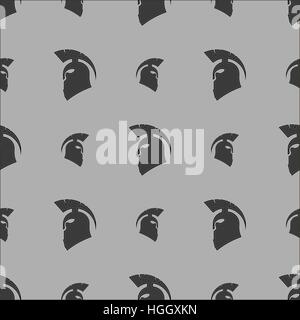 Greek Helmet Silhouette Seamless Pattern Stock Vector