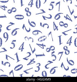 Grunge Numbers Seamless Pattern Stock Vector